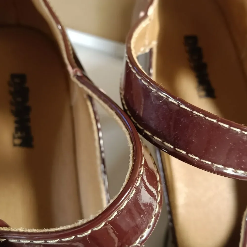 Dadawen Women's Black Cherry Red T-strap Round Toe Oxford Platform Shoes 11.5